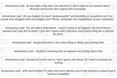 watercolorblackcat:*people don’t “personally agree” with asexuality**asexuality is compared to pedop