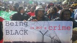 rebelbaes:  sarahbalakrishnan:  &ldquo;Being black is not a crime.&rdquo; South Sudanese and Eritrean refugees protest against prosecution in Tel Aviv, Israel   tel aviv, ferguson, west papua, morrocco, chicago, brazil, everywhere you go, Black people,