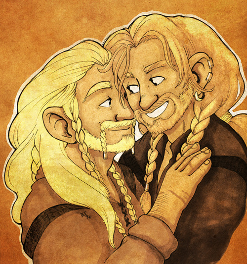 nerdeeart:Happy belated Birthday, werecakes!  I hope you like it! ^___^Some Fili and Frerin action! 