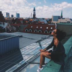 agnijagrigule:  rooftopin’ with my bestie 👭💕🌸🌙🌈✨ (at Riga Old Town)