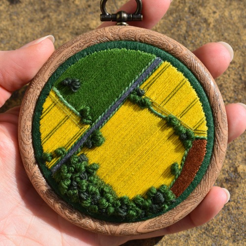 sarallis: bombus-terrific: Aerial field landscape embroidery by Chromatomania on Etsy and Instagram 