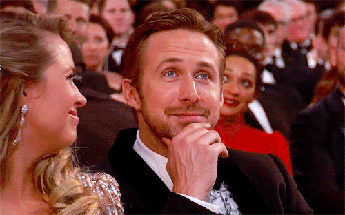 damienchazelle: Ryan Gosling during Emma Stone’s Oscar speech at the 89th Academy Awards