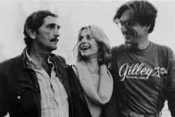 wandrlust:  Harry Dean Stanton, Nastassja Kinski, Wim Wenders and Hunter Carson during the filming of Paris, Texas (1984)