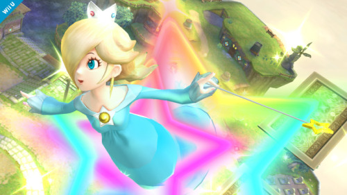 supersmashbrospics:Rosalina &amp; Luma Launch Into Battle!Rosalina is starting right at Peach&rsquo;