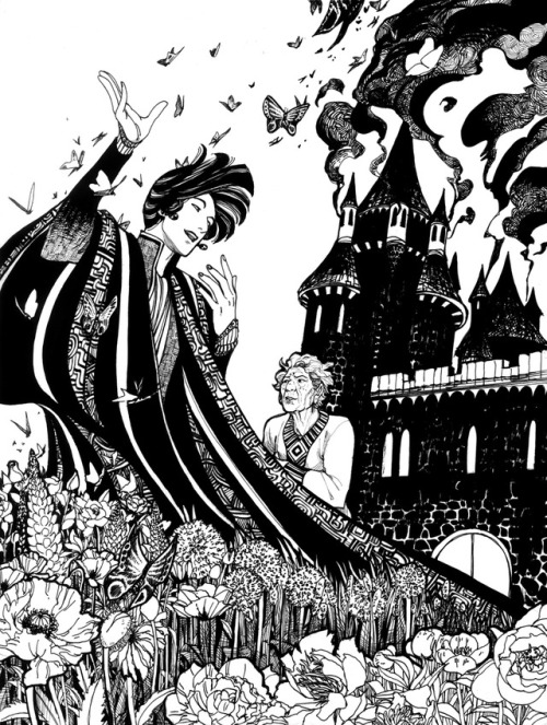 audkoch:Here are some illustrations of mine for Diana Wynne Jones’s Howl’s Moving Castle, which is S