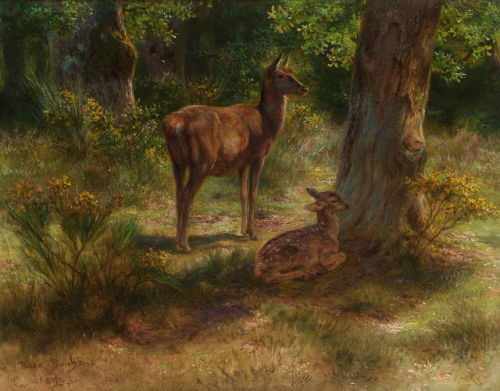 loumargi:Rosa Bonheur (1822–1899), Deer and Faun in a Wood (1893),