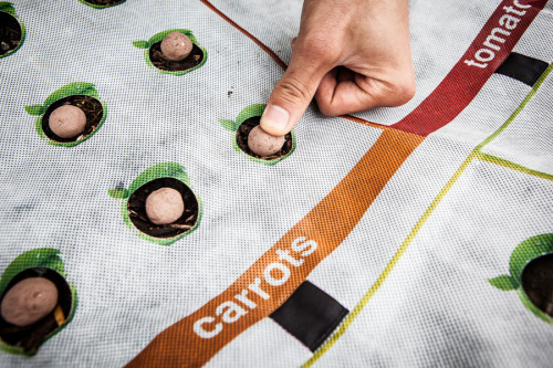 wanderblog:  treehugger:  The Nourishmat comes with everything you need to start growing organic vegetables: seeds, fertilizer and know-how.  The mats last about 5 years and are printed with nontoxic ink that won’t leach into the soil. The mats use
