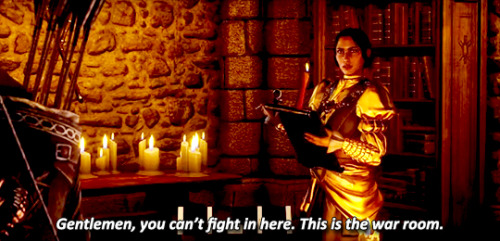 incorrectdragonage: submitted lethallann Josephine: Gentlemen, you can’t fight in here. T