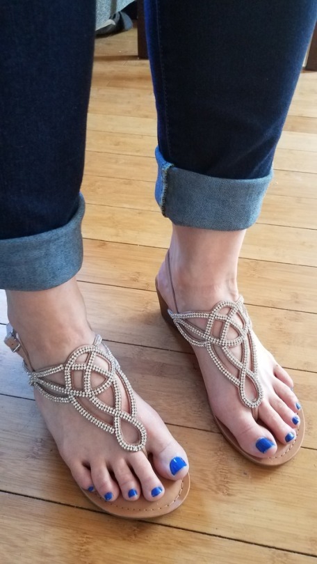 myprettywifesfeet:  My pretty wifes beautiful feet in her new sandals.please comment