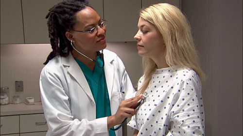 gynie-ville: At the doctor for her well woman checkup.