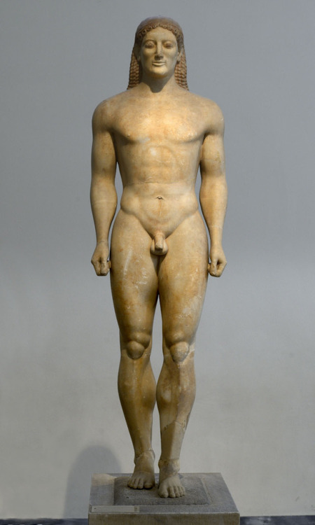 theancientwayoflife:~ Kouros (funerary statue of Kroisos).Date: ca. 520 B.C.Medium: Parian marblePro