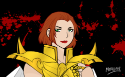 metalling-shitty-drawings:   .. lack of resemblance aside, MCU’s Black Widow as a Gold Saint. Scorpio Natasha, Deadly Predator  