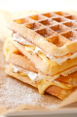 omg-yumtastic:  (Via: hoardingrecipes.tumblr.com) Lemon Meringue Pie Stuffed Waffles - Get this recipe and more http://bit.do/dGsN  Not sorry