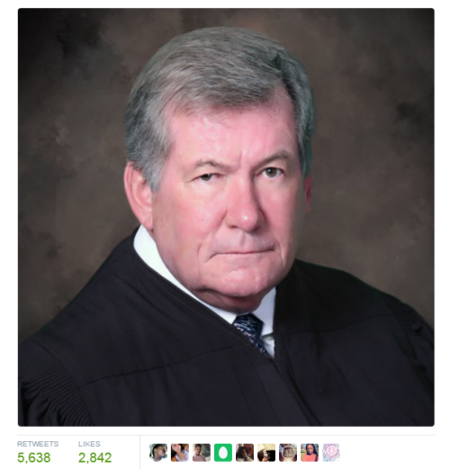 blackbabesupremacy:  nevaehtyler:  bellaxiao: a judge… fire him  imagine how many black people he’s sentenced to prison, giving the maximum sentence… this is how racism fucntions as an institution. 