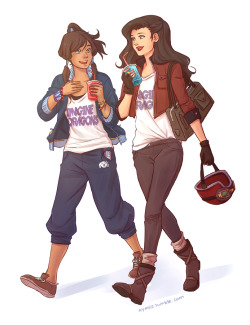 nymre:  ..finally found the energy to finish this. Even though the background was deleted and I had to fill the flats in TWICE. But yea. I missed the Imagine Dragons concert and so I made Korrasami go while drinking an ice slush thing. and now i’m craving