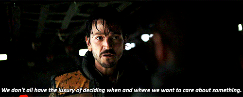 early-sunsets:Jyn was abandoned at 16, she’s been fighting to survive by herself. Cassian was raised