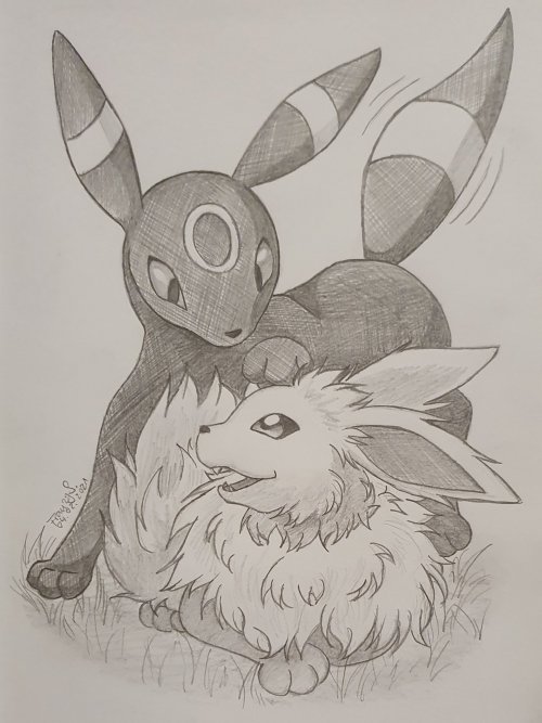 2021|02|04#Umbreon #Jolteon #Nachtara #Blitza #Pokemon #fanart #doodle #traditionalart