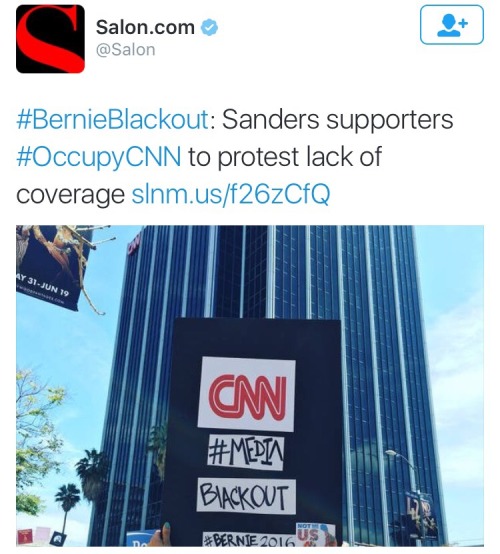 krxs10:  !!!!!!!!!!!!!!!!!!! ATTENTION !!!!!!!!!!!!!!!!!!!  Protest Breaks out Against the Lack of Sanders Coverage Outside CNN Studio In Hollywood California, And Not One News Network Is Covering it   On Sunday, more than 1,000 protesters voiced their