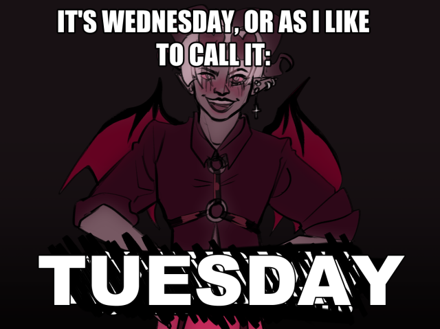 Duplicate of the above image with "Tuesday" overlaid upon "Monday".