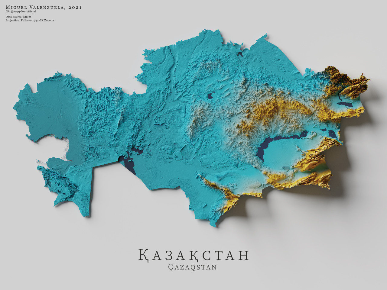 the topography of kazakhstan by mappdoutofficial #maps #kazakhstan # ...