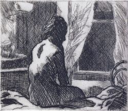 nobrashfestivity:Edward Hopper, The Open Window, 1918-19, etching