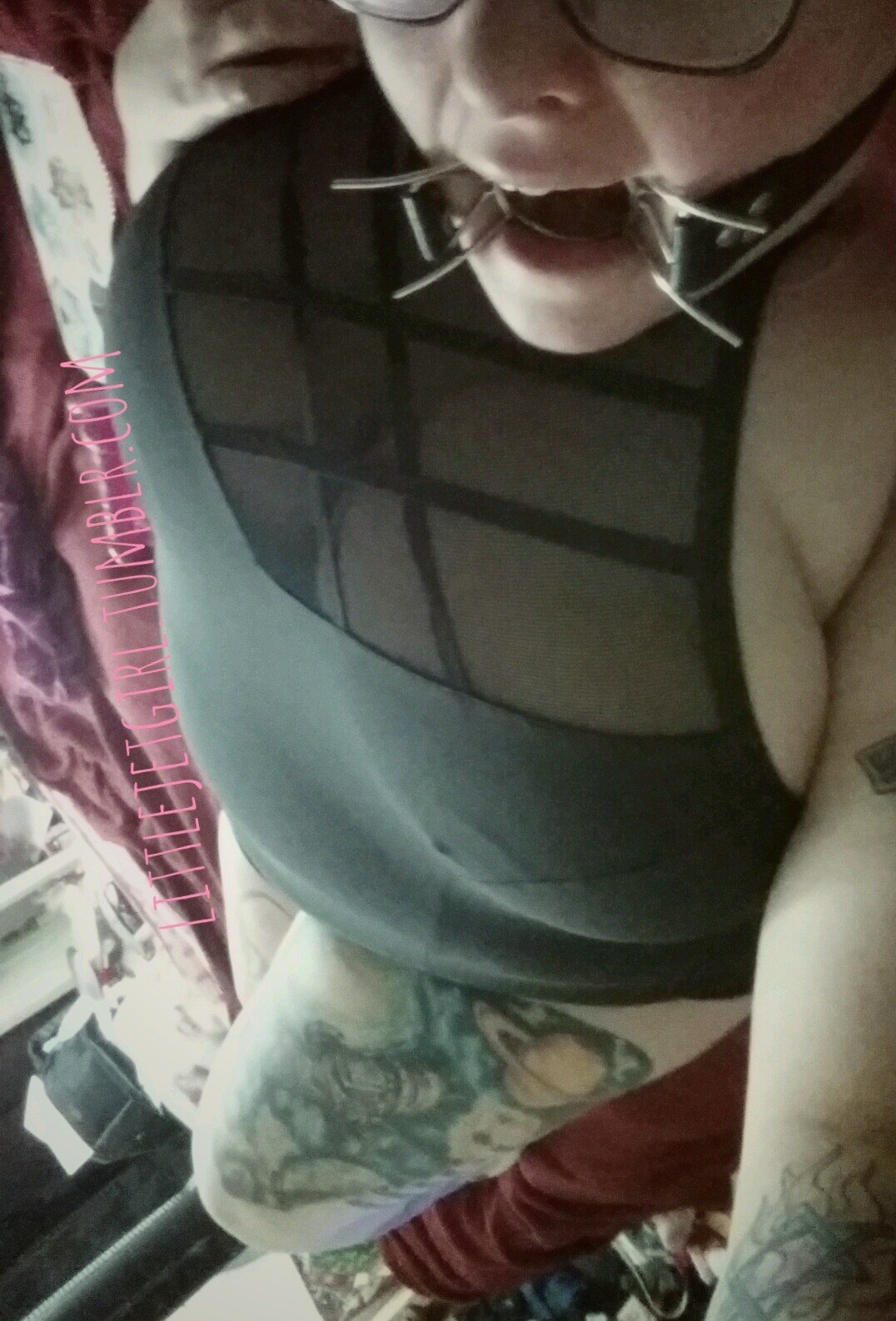 littlejetgirl:  Lounging around, drippy and open and ready to be skull fucked. 🍬💋💦