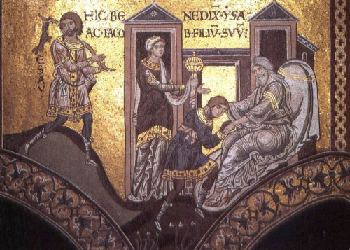 Monreale Cathedral mosaics;King William II Presenting the Virgin Mary with a Model of Monreale Cathe