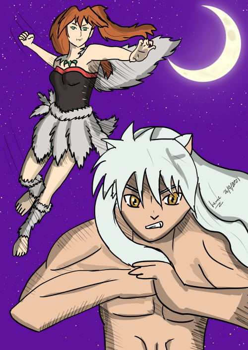 Fanart for the day some InuAyu from InuYasha, While I love InuKag I am also not agaist other pairing