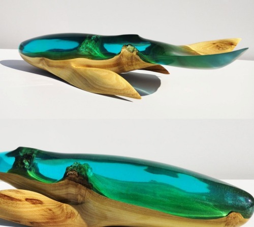 sosuperawesome:Wood and Resin Sharks and WhalesYurii Myketka on Etsy