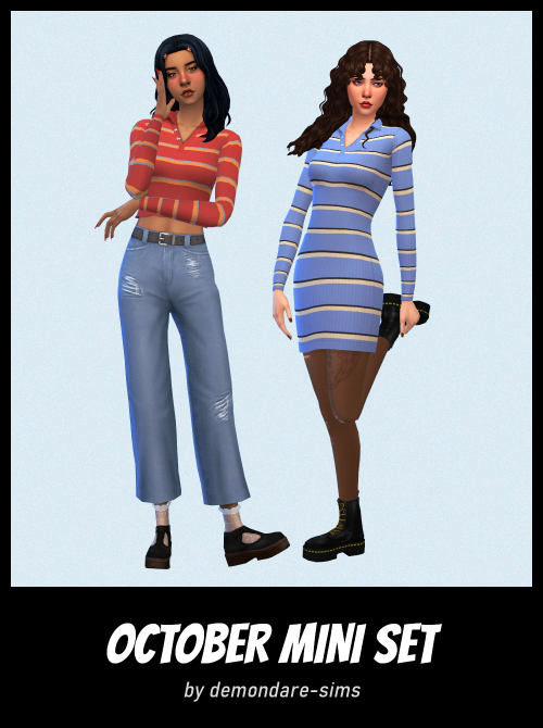 demondare-sims:October mini setSome casual clothes for autumn!DOWNLOAD: simfileshare (no ads)Set inc