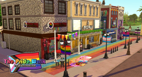 xandezsims:[Build: The Pride Walk] (Pride 2022)Lot Size: 40x30Lot Type: Museum (or Retail)World: M