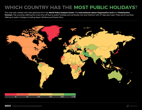 mapsontheweb:  Which Countries Have The Most Public Holidays?