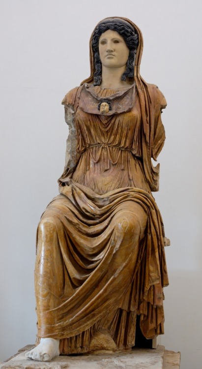 Cult statue of Athena/Minerva, with a face of the so-called “Carpegna Athena” type.  Made from alaba