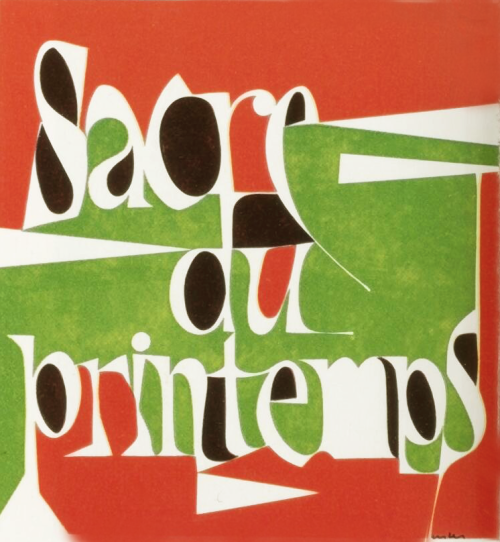 H. Uster, cover design for Sacre du Printemps / Strawinsky, 1957. Esoteric Records, USA. Via Magazin