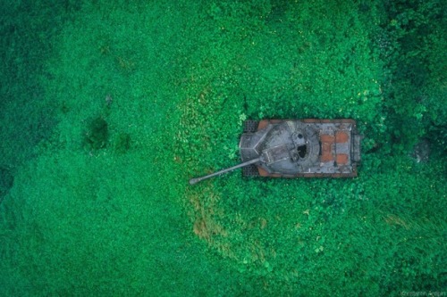 bmashine:The skeleton of a heavy tank is-3 on the island of Shikotan.