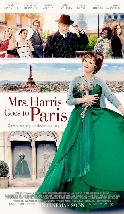 MRS HARRIS GOES TO PARIS: new poster! (2022, dir. Anthony Fabian) with LESLEY MANVILLE, ISABELLE HUP