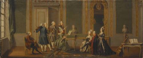 Interior gustaviano en un recital de música por Pehr Hilleström, 1779