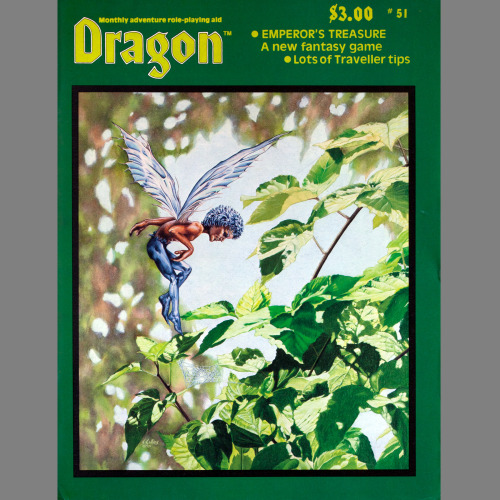 Dragon 51 (July, 1981). Cover by Susan Collins. A good summer vibe, I suppose, but not really my thi
