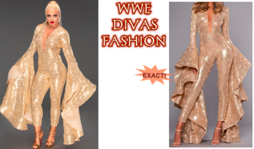 Mandy Rose wore the Walter Collection Madison Jumpsuit to the 2019 WWE Hall Of Fame Ceremony on Apri