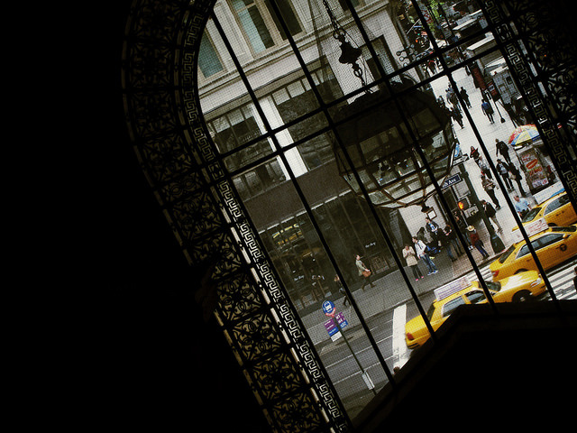 Library Way on Flickr.
View of 5th Ave and 41st St as seen from the second floor the New York Public Library.