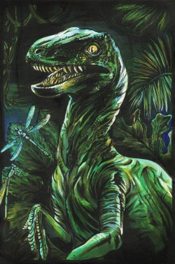 eatsleepdraw:  Clever Girl by Montana Manalo Ink and marker drawing of a velociraptor inspired by Jurassic Park