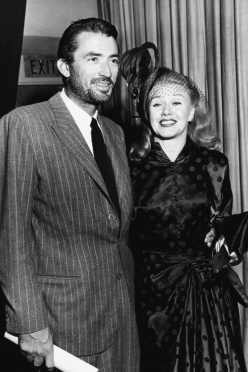 philippaeilhart:Gregory Peck and Ginger Rogers at CBS’ radio show “Family Hour of Stars”, 1948.