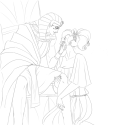 nanoha-thankyouforbeingborn:   “A goddess? The only God here is me, your pharaoh.“  I’m probably not gonna be able to finish this so I’ll post it anyway   