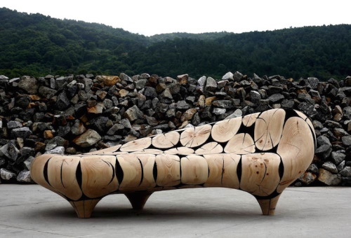 culturenlifestyle:  Discarded Tree Trunks Are Transformed into Beautiful Wood Sculptures South Korean artist Jae-Hyo Lee constructs beautiful and functional large-scale wooden sculptures. Geometric in nature, Lee uses a mixture of tree trunks and branches