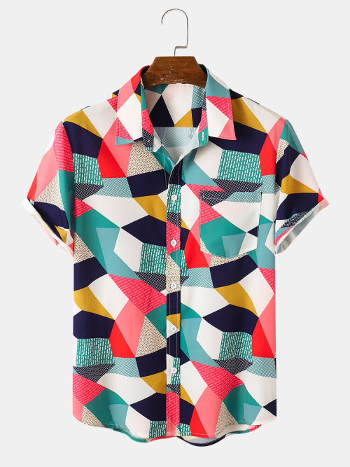 fashionloverlady:Colorful Element Print Loose Light Short Sleeve ShirtsCheck out HEREGet all of them