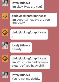 lovelylittleeva:  Yes, I am most definitely exposing this person and I do not feel one ounce of regret for doing so.   I get so many questions in my ask box and my inbox from littles asking how to find a daddy. One of the biggest points that I am always