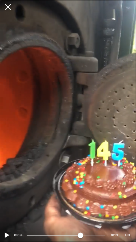 radiojamming:  I haven’t been able to get the full video but we just celebrated one of our steam locomotives turning 145 by chucking a chocolate cake into her firebox 