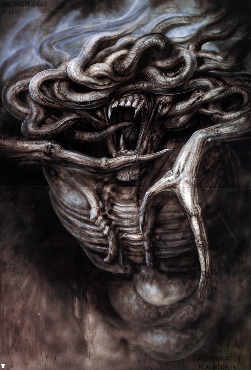 uromancy:  H.R. Giger. The Great Beast. 1986. Concept art for Poltergeist II: The Other Side. 