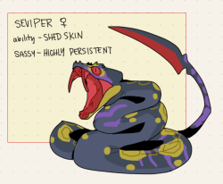 corycatte:  snake-ish pokemon i all drew