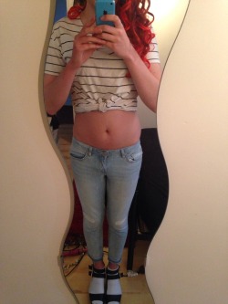 crossdressedit2:  Its nice to wear casual girly clothes sometimes instead of always trying to wear sexy clothes, but it still feels amazing to take jeans off and see how good your lil limp dick looks in panties :)